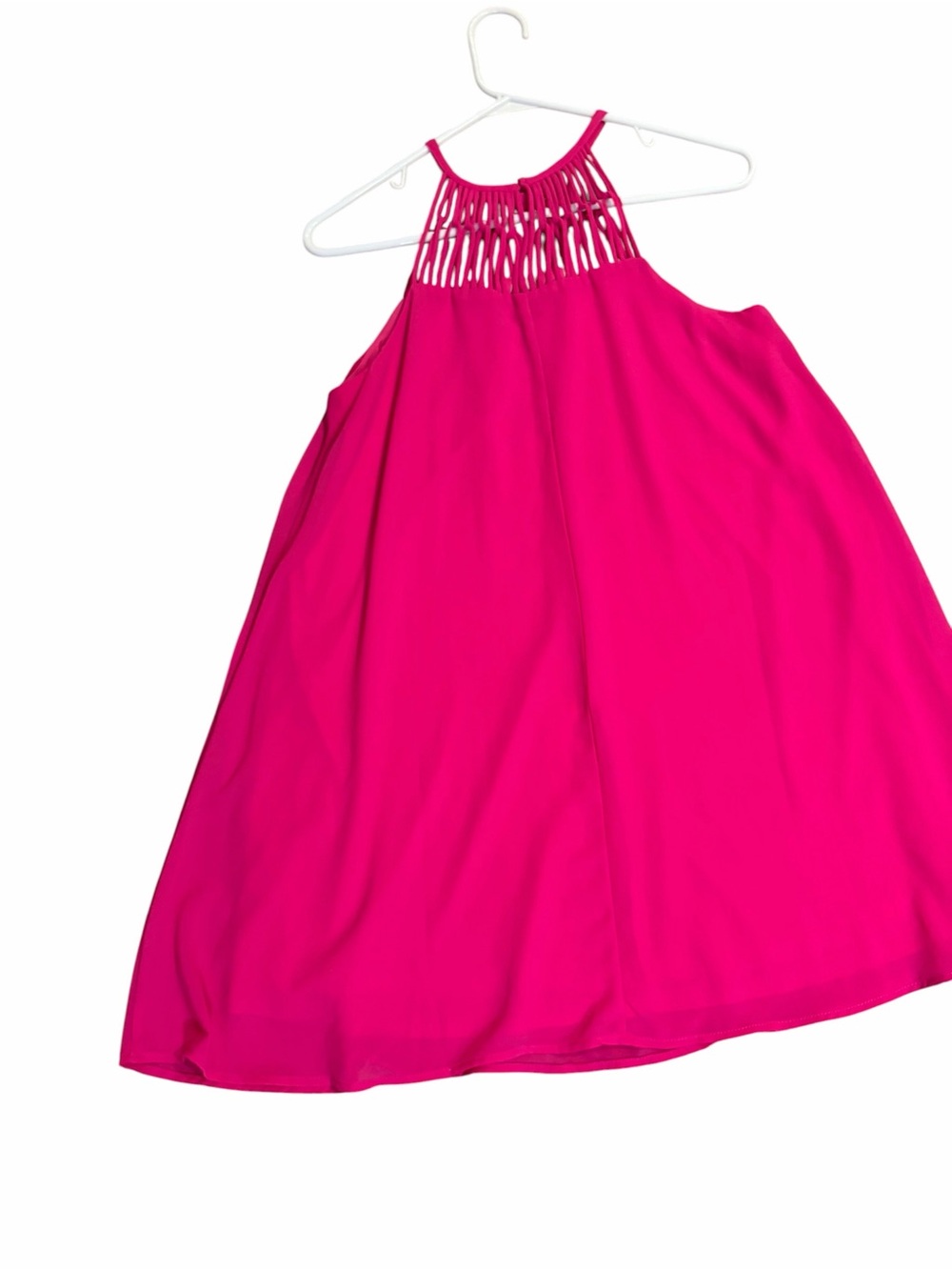 Lulus Tell Me Fuchsia Swing Dress Caged Neckline - Picture 5 of 9